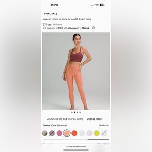 Lululemon NWT Align HR size 4 color PSAV